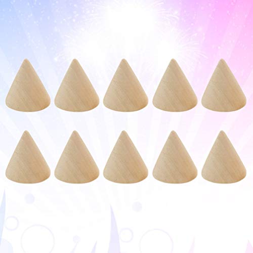 10pcs Unpainted Wooden Cones Ring Holder Jewelry Display Stand DIY Craft EXCEART