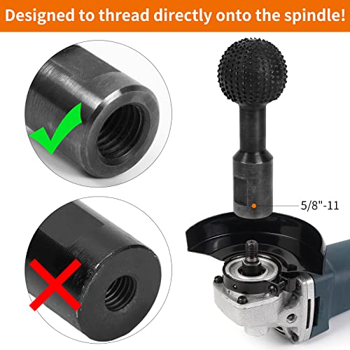 Pomsare Sphere Rotary Burr with 5/8-11 Threads for 4 1/2 and 5 Inch Angle Grinder, Ball Gouge Angle Grinder Attachments Power Carving Tools for Wood Pomsare