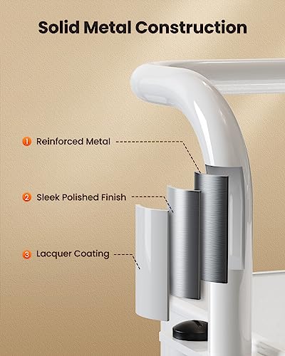 Pipishell 3 Tier Mesh Utility Cart, Rolling Metal Organization Cart with Handle and Lockable Wheels, Multifunctional Storage Shelves for Kitchen Pipishell