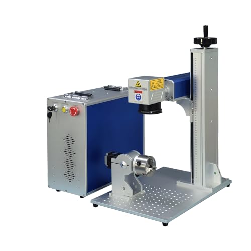 US Stock 50W JPT Fiber Laser Engraver Machine Fiber Laser Marking Machine Engraving Machine 175×175mm Lens with Rotary Axis Compitable with Lightburn SFX