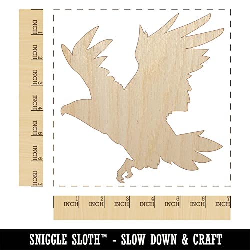 Patriotic American Bald Eagle Flying Unfinished Wood Shape Piece Cutout for DIY Craft Projects - 1/4 Inch Thick - 6.25 Inch Size Sniggle Sloth