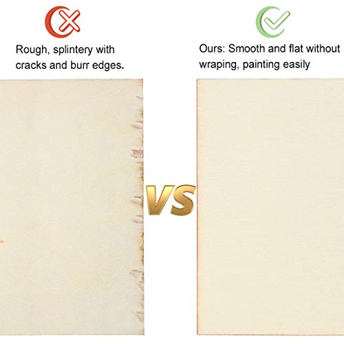 Blisstime 50PCS 4x4 Inch Wood Squares Unfinished Square Wood Pieces for Crafts,Painting, Writing, DIY Supplies, Engraving and Carving, Home Blisstime