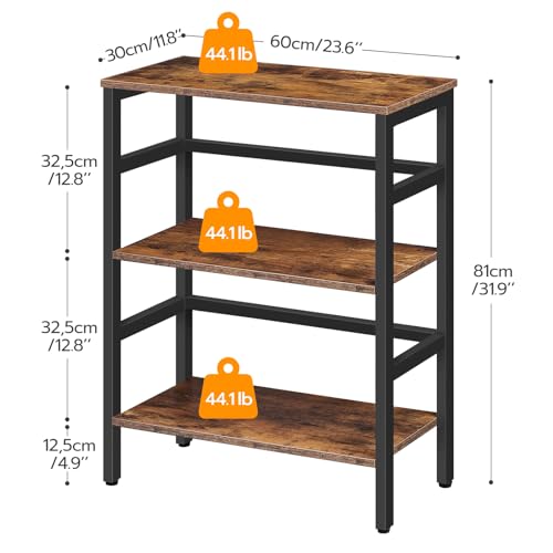 HOOBRO Rustic Industrial 3-Tier Bookshelf and Storage Rack with Metal Frame HOOBRO