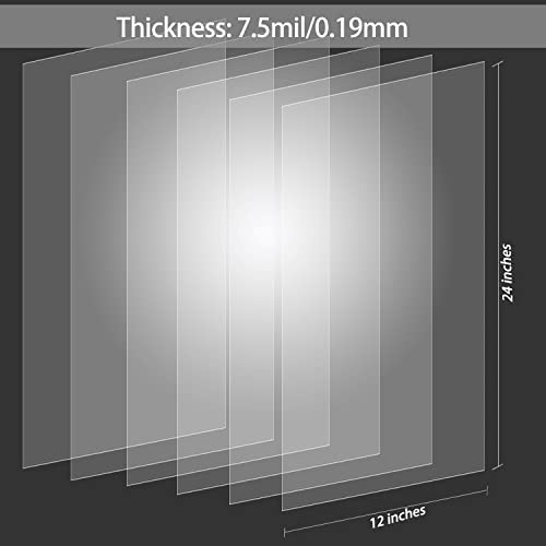 12 Pack 7.5 mil Blank Stencil Sheets 12 x 24 inch Mylar Sheet, Acetate Sheets for Crafts, Milky Translucent PET Template Material for Cricut, EGOSKY