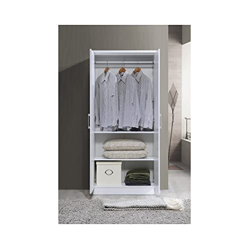 HODEDAH IMPORT Hodedah 2-Door Armoire with 4-Shelves Wardrobe, 17"D x 31.5"W x 73"H, White Hodedah