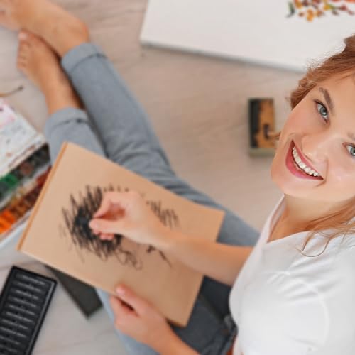 PANDAFLY Compressed Charcoal Sticks, 12 Pieces (Soft, Medium, Hard) Square Vine Charcoal Sticks for Drawing, Sketching, Shading, Charcoal Drawing Set PANDAFLY