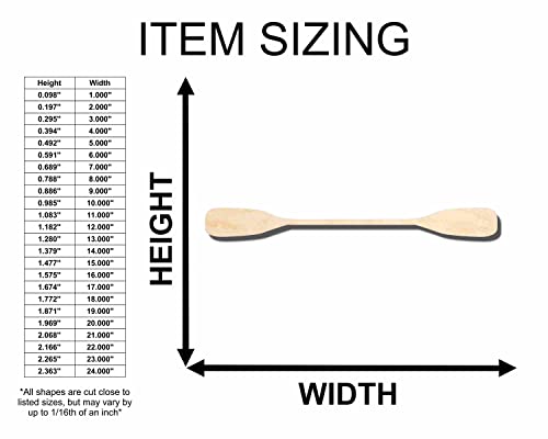 Unfinished Wood Kayak Oars Silhouette - Craft- up to 24" DIY 5" / 1/4" 24 Hour Crafts