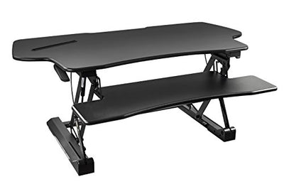 Mount-It! Height Adjustable Standing Desk Converter | 48” Wide Tabletop Sit Stand Desk Riser with Gas Spring | Stand Up Computer Workstation Fits