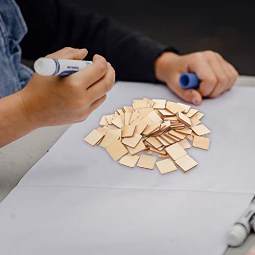 Operitacx 100pcs Square Wood Chips Square Wooden Chip Kids DIY Wood Slices Unfinished Wood Tag Wood Squares Wood Blanks for Crafts Blank Labels Solid Operitacx