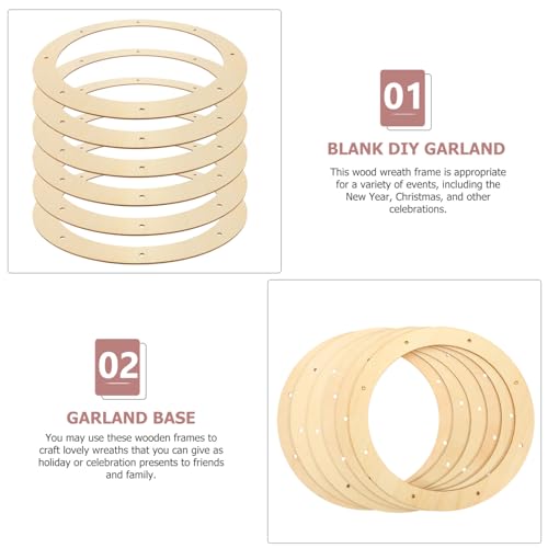 SEWACC 6pcs Wreath Form Rack Craft Floral Ring Floral Hoop Centerpiece Xmas Wreath Frame Wooden Wreath Frame Unfinished Round Metal Hoop Christmas SEWACC