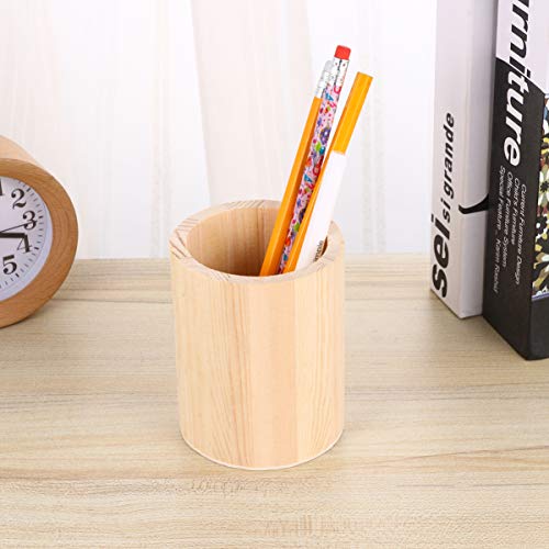 HEALLILY 2 Pcs Unfinished Wood Pen Pencil Holder Container Stationery Case Office Desktop Organizer Storage Case Stationery Storage Box for School HEALLILY