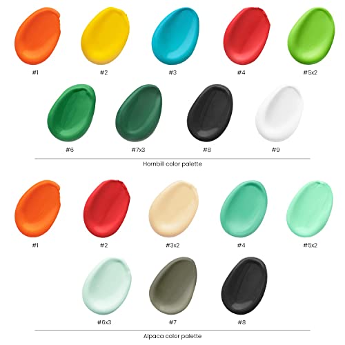 Arteza Kids Paint by Numbers Kit, 10 x 10 Inches, Pre-Printed Animal Canvas Painting Kit with 2 Canvases, 24 Acrylic Paint Pots, 3 Paintbrushes, Art Arteza Kids