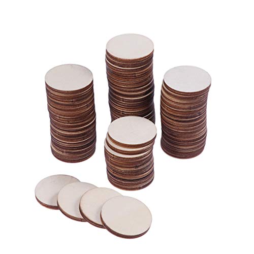 BESPORTBLE 100pcs Pieces DIY Wooden Slices Wood Log Slice Unfinished Wooden Slices Wood predrilled Unfinished Wood Circle Wooden Craft Shapes Wood BESPORTBLE