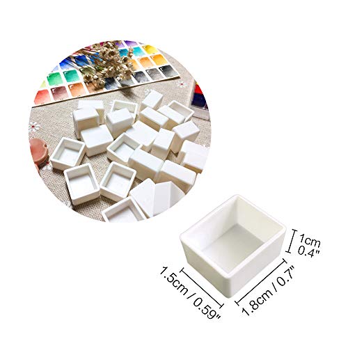 Watercolor Half Pans with Magnetic Stripe - 48Pcs White Plastic Empty Artist Paint Pan Kits for DIY Watercolor Oils or Acrylics Painting Travel Tin qianshan