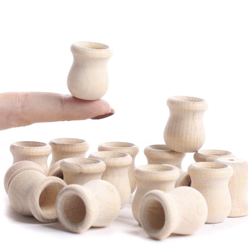 Factory Direct Craft Pack of 135 Unfinished Wood Candle Cups - Made in The USA Blank Wooden Bean Pot Candle Holders DIY Wood Turnings (Size 5/8" H x Factory Direct Craft