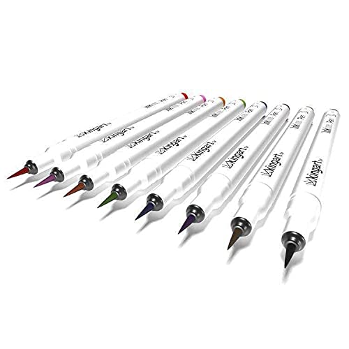 KINGART 440-8 PRO Inkline Color Micro Line & Precision Graphic Pens, 8 Colors, Fine Pt. Brush Nibs, Archival Waterproof Japanese Ink for Art, KINGART
