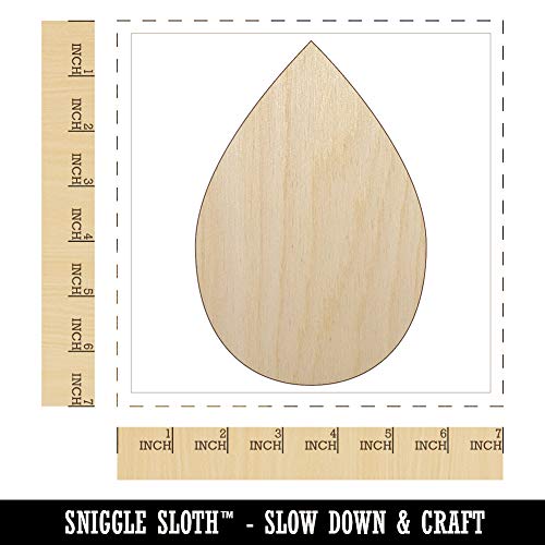 Raindrop Teardrop Water Unfinished Wood Shape Piece Cutout for DIY Craft Projects - 1/4 Inch Thick - 6.25 Inch Size Sniggle Sloth