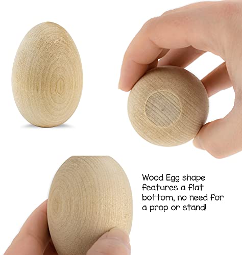 Hygloss Products Wooden Eggs - Unpainted Natural Wood Eggs Great For Easter Crafts - 1-3/4 x 2-1/2 Inches, 12 Pack Hygloss