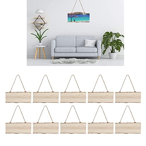 10pcs Unfinished Hanging Wood Signs, Blank Wood Sign Wood Plaque with Ropes for DIY Craft, Painting Writing HERCHR