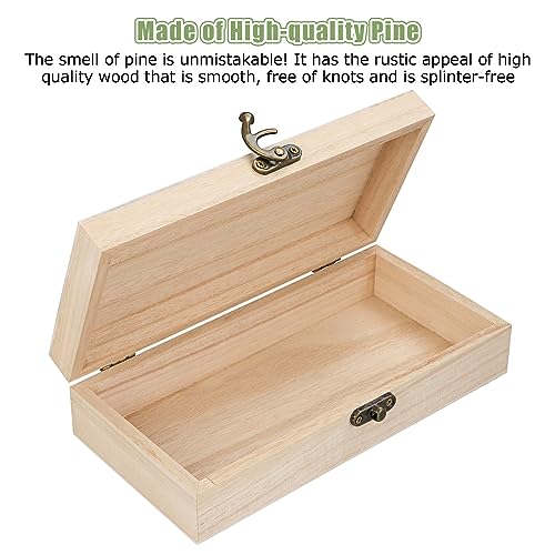 CYEAH Unfinished Wood Box Set of 8, 7.8 x 4 x 2 inch Rectangle Crafts Wooden Box, Wooden Storage Box with Hinged Lid for Crafts, Rustic Wood Gift CYEAH