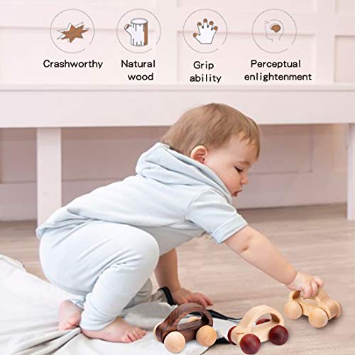 let's make Organic Baby Push Car Wooden Toys 2pc Wood Car and Fine Movement Development and Infant Grasping Montessori Toys let's make