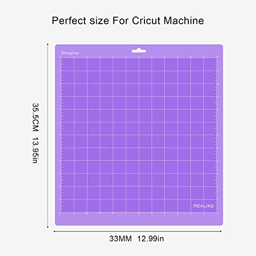 REALIKE StrongGrip Cutting Mat for Cricut Maker 3/Maker/Explore 3/Air 2/Air/One, 2 Pack 12x12 Inch Purple Strong Grip Adhesive Sticky Non-Slip Cut REALIKE