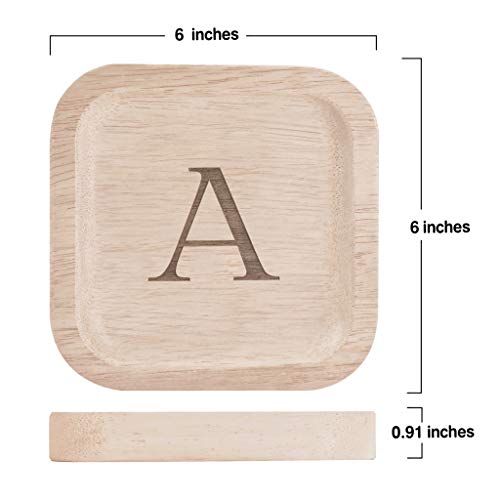 I'm Solid Wood Personalized Initial Letter Jewelry Display Tray Decorative Trinket Dish Gifts For Rings Earrings Necklaces Bracelet Watch Holder I'm