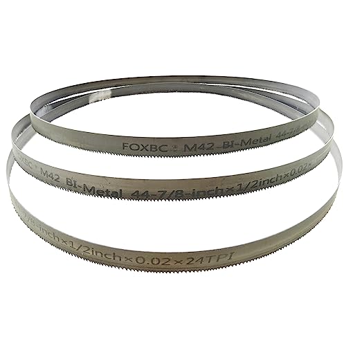 FOXBC 44-7/8-inch Bandsaw Blades 24 TPI, 44-7/8" x 1/2" x .020", Replacement for DeWalt DW3984, Milwaukee 48-39-0531 Portable Band Saw, 3-Pack FOXBC