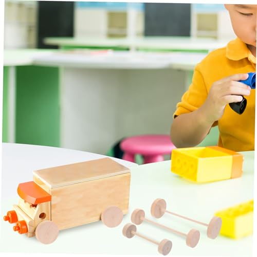 ifundom 1 Set Wooden Wheel Wooden Toy Wheels Small Dowels for Crafts Small Car Accessories Wooden Craft Toys Mini an Fittings Kid Toys Wood Wheels ifundom