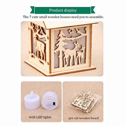 QIAONIUNIU Wood Craft Kits Unfinished Small Houses 3D Cutting Wooden Puzzle Toy for Kids and Adults Build Your Own Perfect Decoration-Including 7 pcs QIAONIUNIU