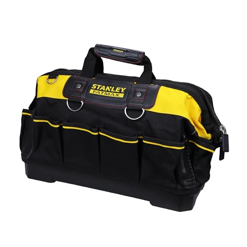 STANLEY FATMAX Technician Tool Bag, Heavy Duty 600 Denier and Leather, Multifunctional Tool Storage Organiser, 18 Inch, 1-93-950 Stanley