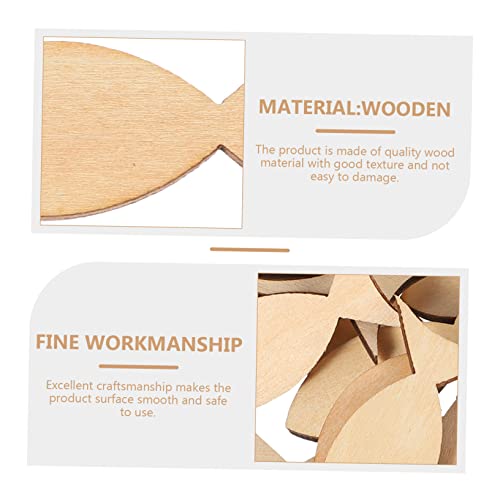 NOLITOY 100 Pcs Wooden Solid Fish Wooden Fish Cutouts Unfinished Wooden Chips Fish Unfinished Wood Decked Pendants Ocean Decor DIY Graffiti Wooden NOLITOY