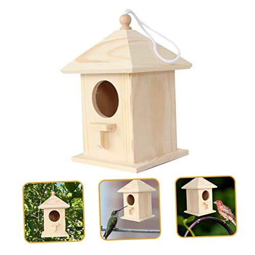 BESPORTBLE Bird Nest Wood Birds Cages Bird Houses for Outside Wooden Garden Bird Shelter Small Bird Hanging Bird Unfinished Wood Birdhouse BESPORTBLE