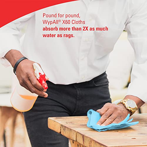 WypAll General Clean X60 Multi-Task Cleaning Cloths (34965), Jumbo Roll, Blue, 1,100 Sheets / Roll, 1 Roll / Case Wypall