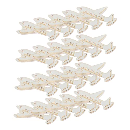 Gogogmee 60 Pcs Wooden Slices Crafts Wood Cutout Shapes Wooden Hanging Decoration Model Plane Crafts for Kids Ornament for Kids Developmental Toys Gogogmee