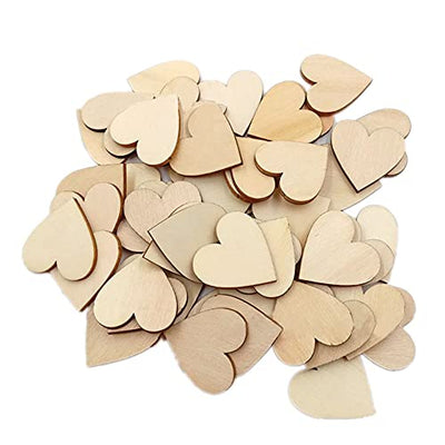 ccHuDE 50 Pcs Blank Unfinished Wooden Hearts Bulk Wood Slices Discs DIY Craft Cutout Pieces for Wedding Christmas Embellishments 2.0 inch