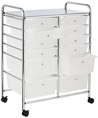 Whitmor Chrome and Plastic 12-Drawer Storage Cart Whitmor