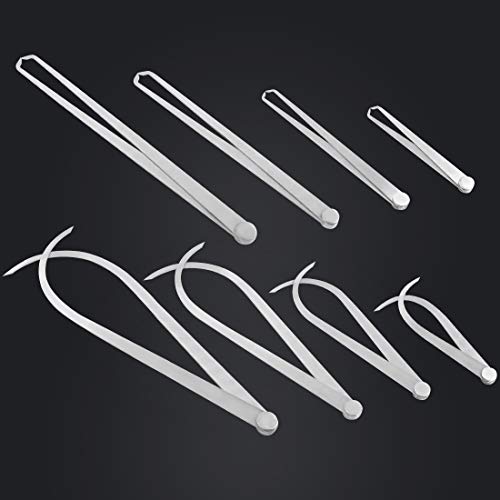Glarks 8Pcs Stainless Steel Inside Outside Caliper Set, 4'' 8'' 10'' 12'' Straight/Bent Leg Ceramic Pottery Measuring Tools for Carving, Shaping, Glarks