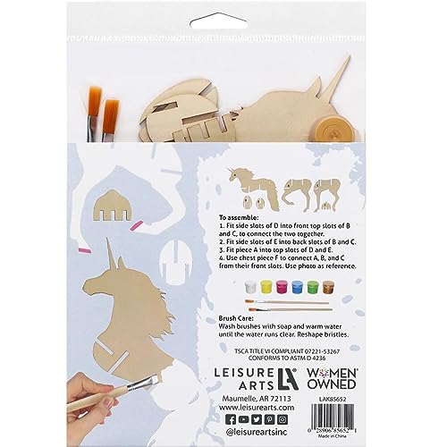 LEISURE ARTS - 3D Puzzle, 14 Piece kit, Wood Build It Unicorn, Wood Building Kits, DIY Wood Projects, Wooden 3D Puzzles, Wood Kits for All Ages, Wood LEISURE ARTS