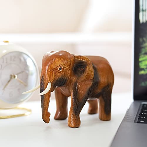 DUONGJAIS BRAND Good Luck Wooden Hand Carved Wooden Animals Statue, Sculpture Art Decorative Rustic Home Decor Accent Handmade Handcrafted DUONGJAIS BRAND