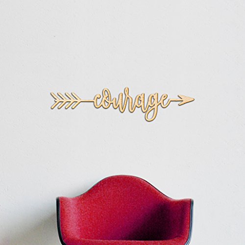 Courage Right Arrow Wood Sign Home Decor Wall Art Hanging Rustic Unfinished 12" x 3" Woodums