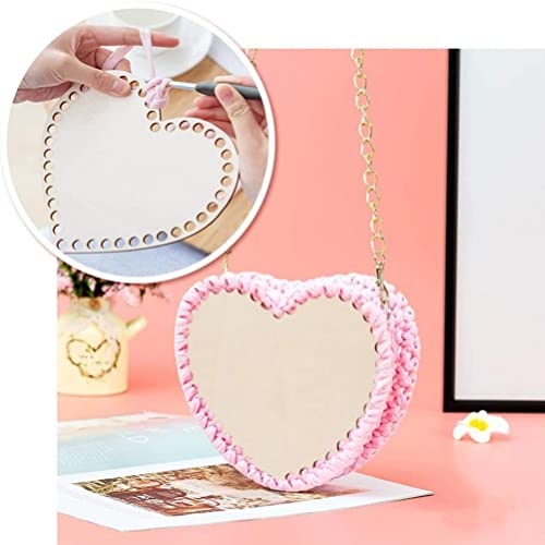 ULTNICE 4pcs Natural Wooden Basket Bottom Heart Shape Blank Crochet Knitting Basket Wood Base Shaper for DIY Basket Craft Weaving Making Supplies ULTNICE