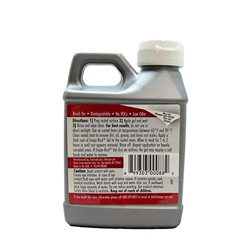 CRC Evapo-Rust Gel Rust Remover, 8 Fl Oz, Rust Remover for Vertical Surfaces, Eliminates Oxides from Aluminum, Cast Iron, and Steel Evapo-Rust