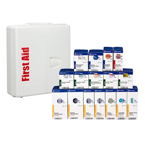 First Aid Only 1000-FAE-0103 50-Person SmartCompliance OSHA First Aid Kit for Businesses, Large Plastic First Aid Cabinet with Medications, 245 First Aid Only