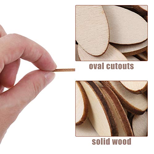 NUOBESTY 200pcs Unfinished Wood Oval Slices Natural Rustic Wooden Cutout Oval Wood Pieces Tag for DIY Craft Wedding Centerpiece Christmas NUOBESTY