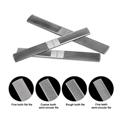 Wood Rasp 2 Packs with Premium Grade High Carbon Hand File and Round Rasp, Half Round Flat & Needle Files. Best Wood Rasp Set for Sharping Wood and Roontin