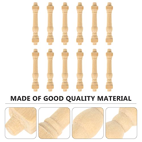 COHEALI 36 pcs Wooden Art Craft Decor Accessory DIY Spindles Unfinished Dollhouse Wood Handrails Layout Models Miniature Furniture for Mini Railing COHEALI