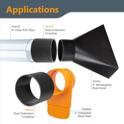POWERTEC 70113 4-Inch Dust Collection Coupling for 4” OD Fittings and Adapters POWERTEC
