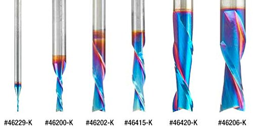 Amana Tool - 46225-K Solid Carbide Spiral Plunge Router Bit Down Cut 1/8 Dia x 13/16 x 1/4 Inch Shank, Spektra Extreme Tool Life Coated Amana Tool
