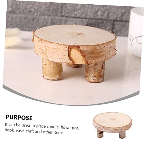 EXCEART 3 Pcs Solid Wood Ornaments Round Wood Cake Stand Cupcake Ornament Wood Tea Light Candle Holders Wood Flower Pot Holder Tiered Tray Wood Slice EXCEART